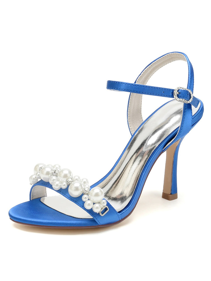 Chaussures de Mariage pour Femmes, Chaussures de Demoiselle D'Honneur à Talon Aiguille et Strass à Bout Ouvert