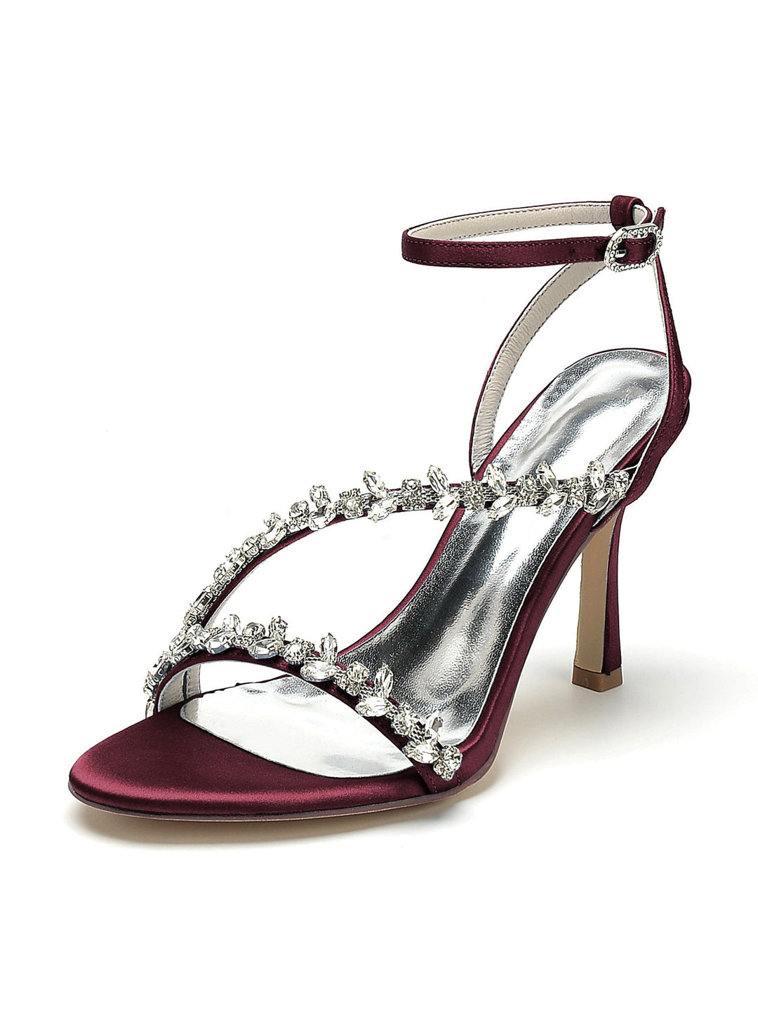 Chaussures de Mariage pour Femmes, Chaussures de Mariée à Talons Hauts et Bout Ouvert avec Strass