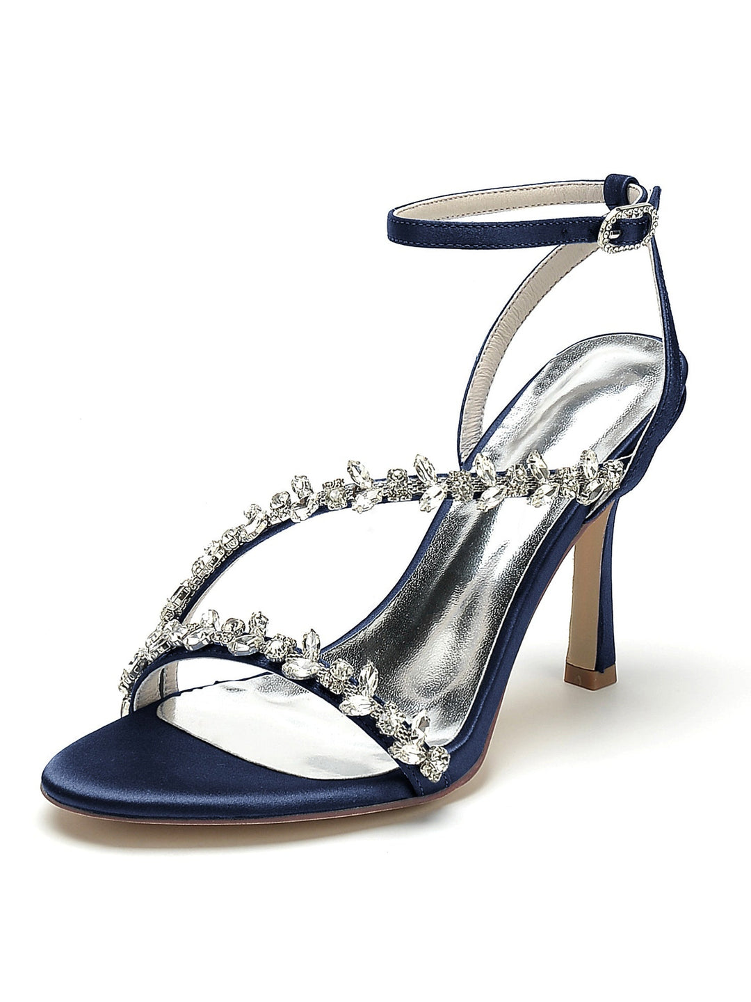 Chaussures de Mariage pour Femmes, Chaussures de Mariée à Talons Hauts et Bout Ouvert avec Strass