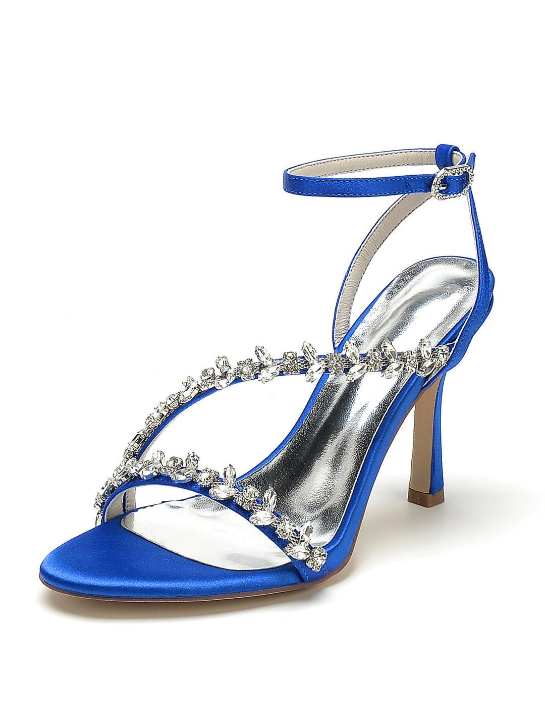 Chaussures de Mariage pour Femmes, Chaussures de Mariée à Talons Hauts et Bout Ouvert avec Strass