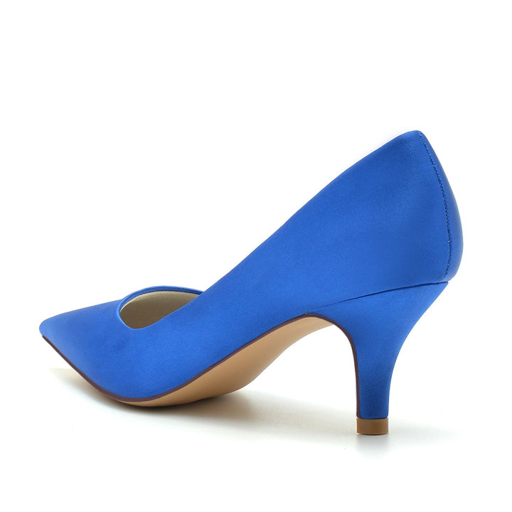 Chaussures de Mariage pour Femmes, Talons Mi-Hauts, en Soie, Bout Pointu, Chaussures de Mariée Minimalistes