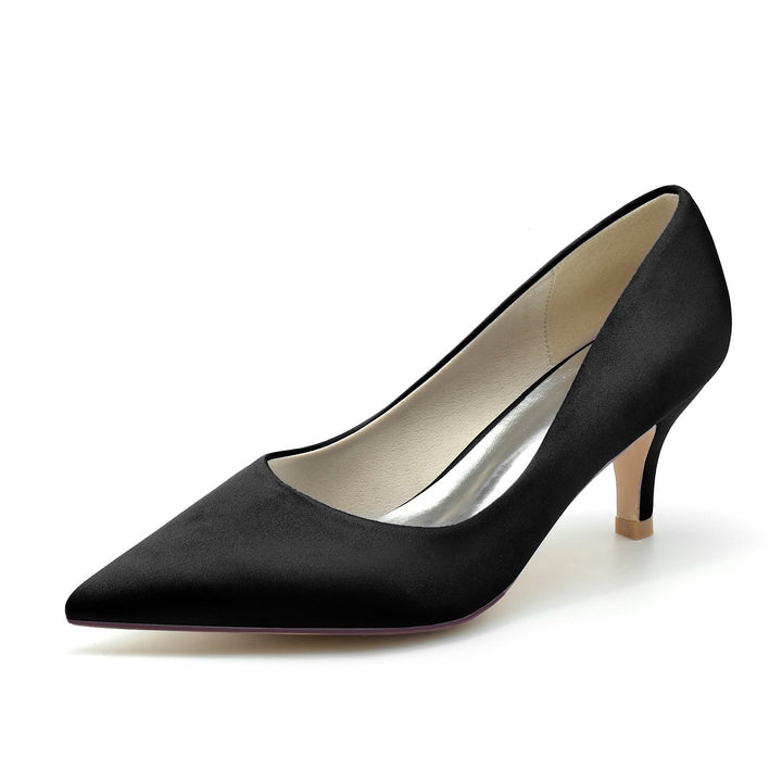 Chaussures de Mariage pour Femmes, Talons Mi-Hauts, en Soie, Bout Pointu, Chaussures de Mariée Minimalistes
