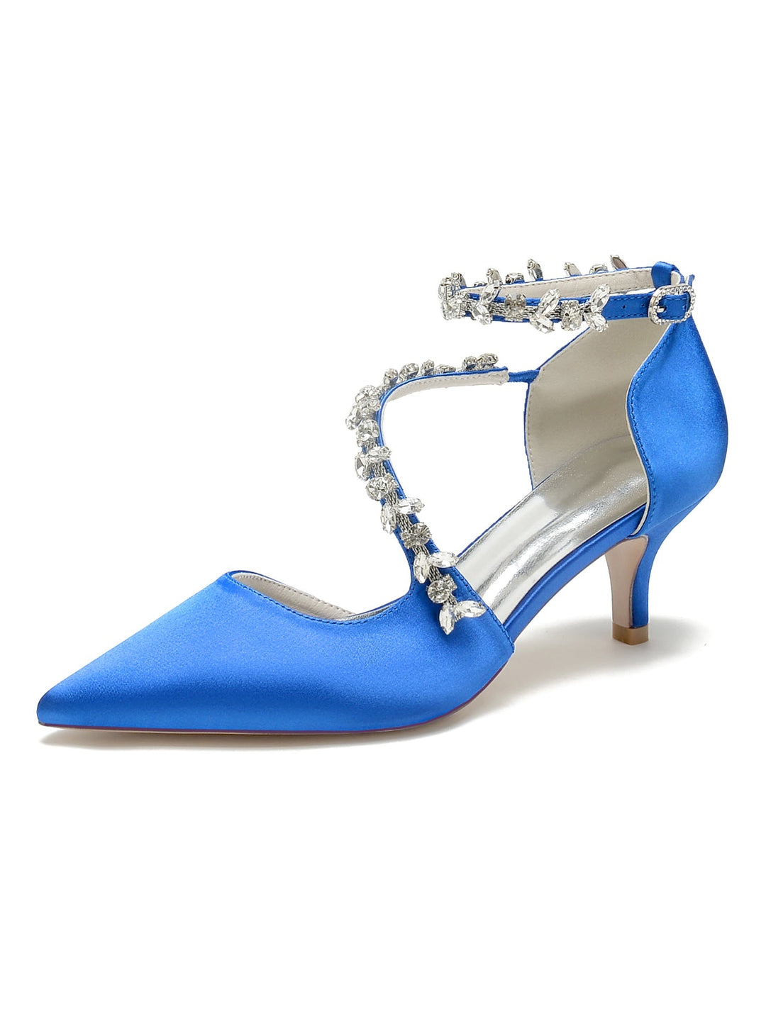 Chaussures de Mariage pour Femmes, Chaussures de Mariée à Talon Moyen et Bout Pointu avec Strass