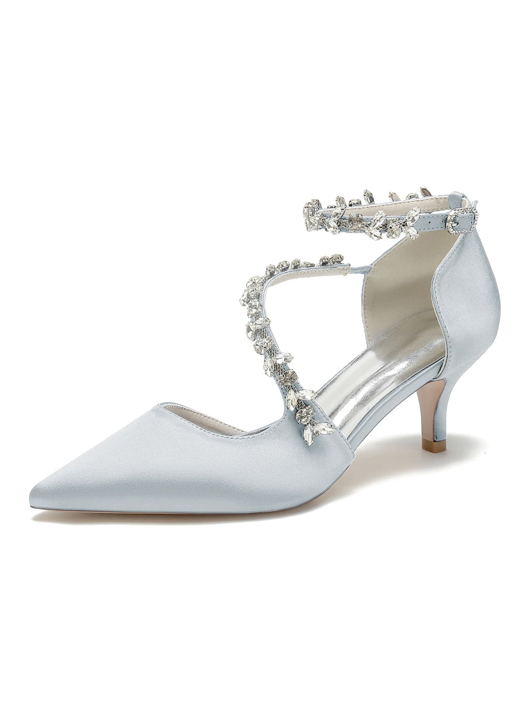 Chaussures de Mariage pour Femmes, Chaussures de Mariée à Talon Moyen et Bout Pointu avec Strass