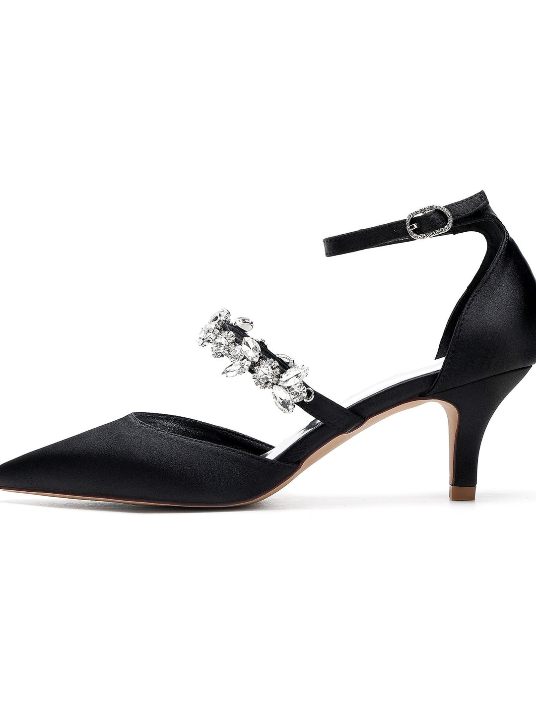 Chaussures de Demoiselle D'Honneur à Talon Plat et Bout Pointu en Strass pour Femmes