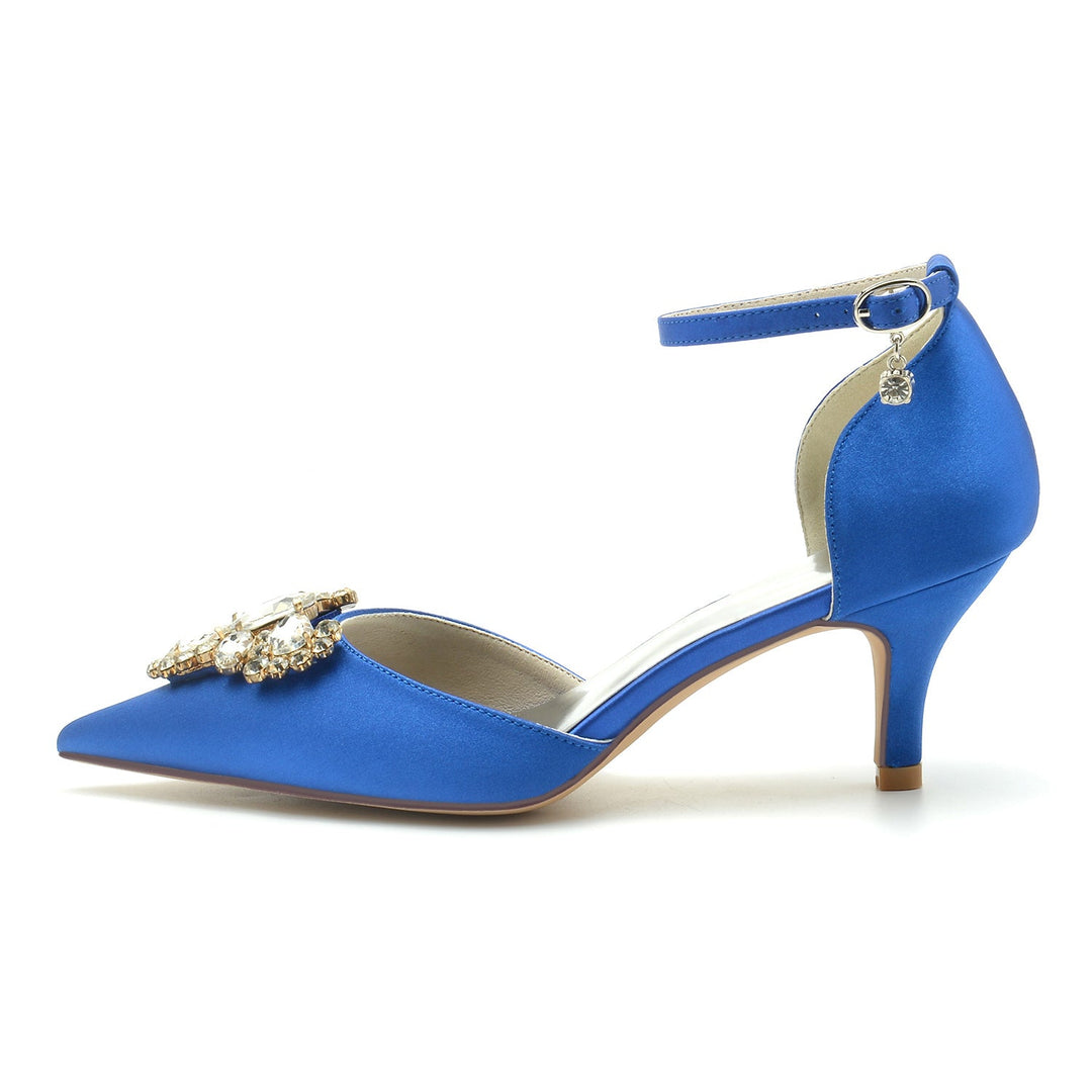 Chaussures de Mariage pour Femmes, Chaussures de Mariée à Talon Moyen et Boucle en Imitation Diamant