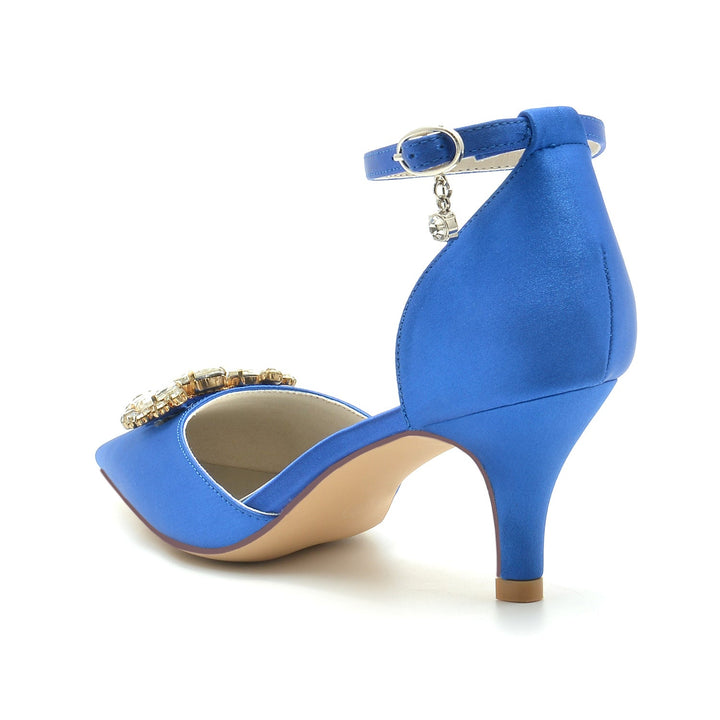 Chaussures de Mariage pour Femmes, Chaussures de Mariée à Talon Moyen et Boucle en Imitation Diamant
