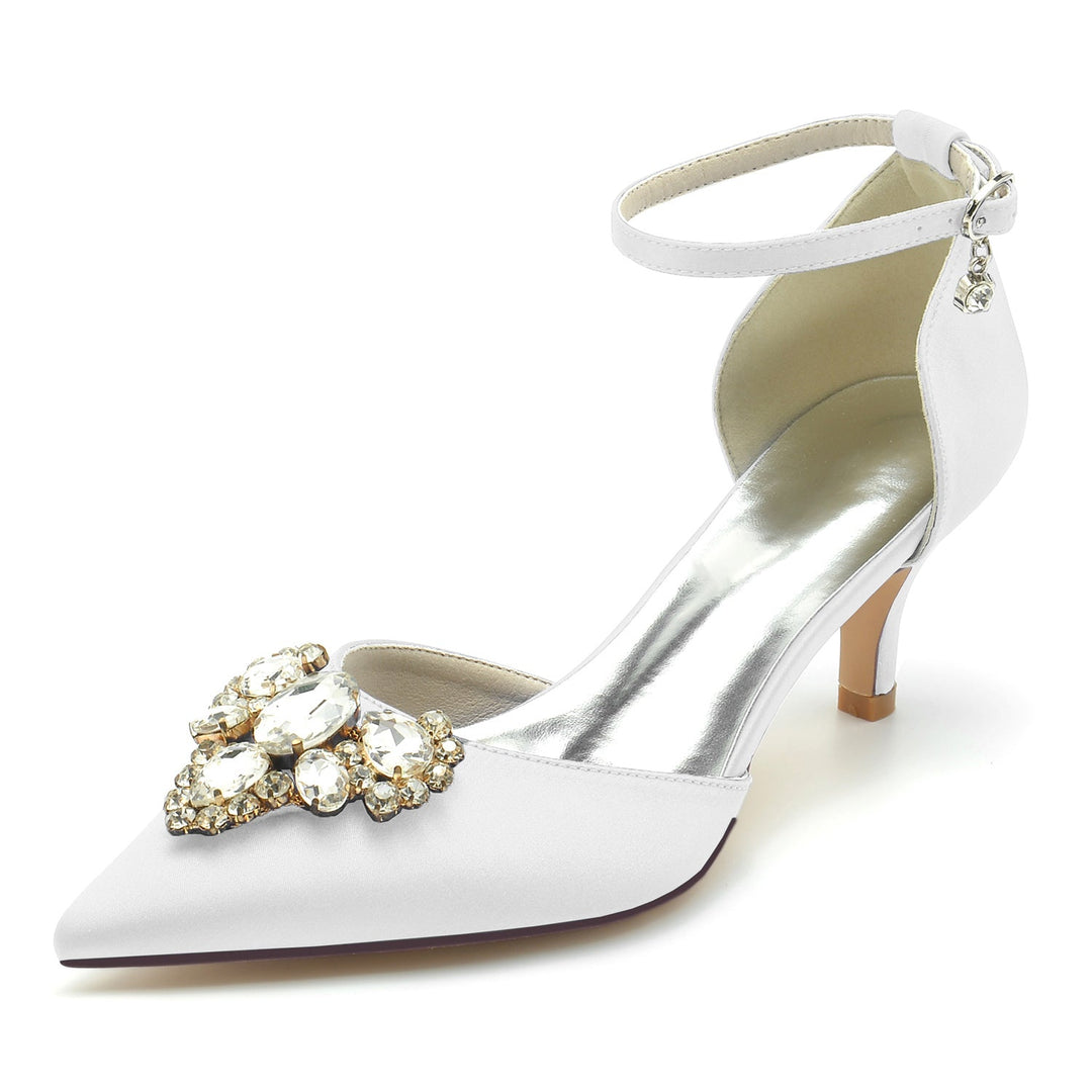 Chaussures de Mariage pour Femmes, Chaussures de Mariée à Talon Moyen et Boucle en Imitation Diamant