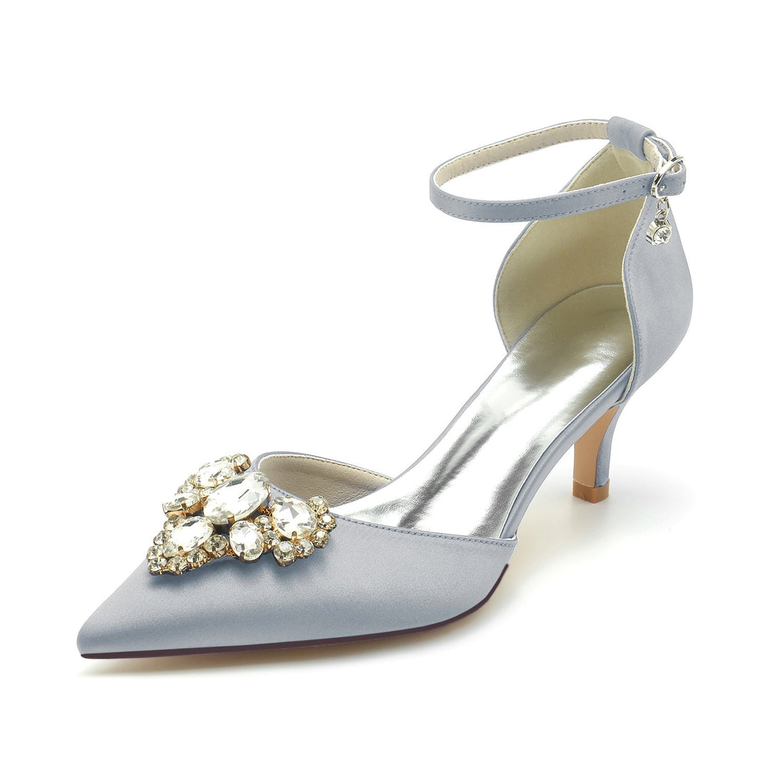 Chaussures de Mariage pour Femmes, Chaussures de Mariée à Talon Moyen et Boucle en Imitation Diamant