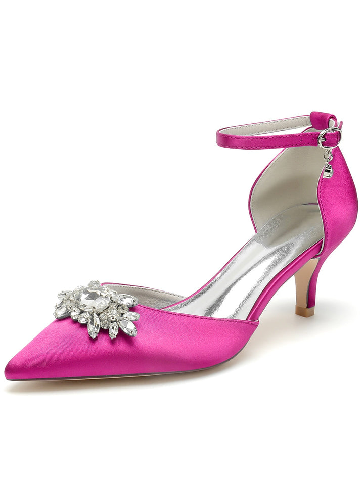 Chaussures de Mariage pour Femmes Chaussures de Mariée à Talons Hauts et Bout Pointu avec Strass