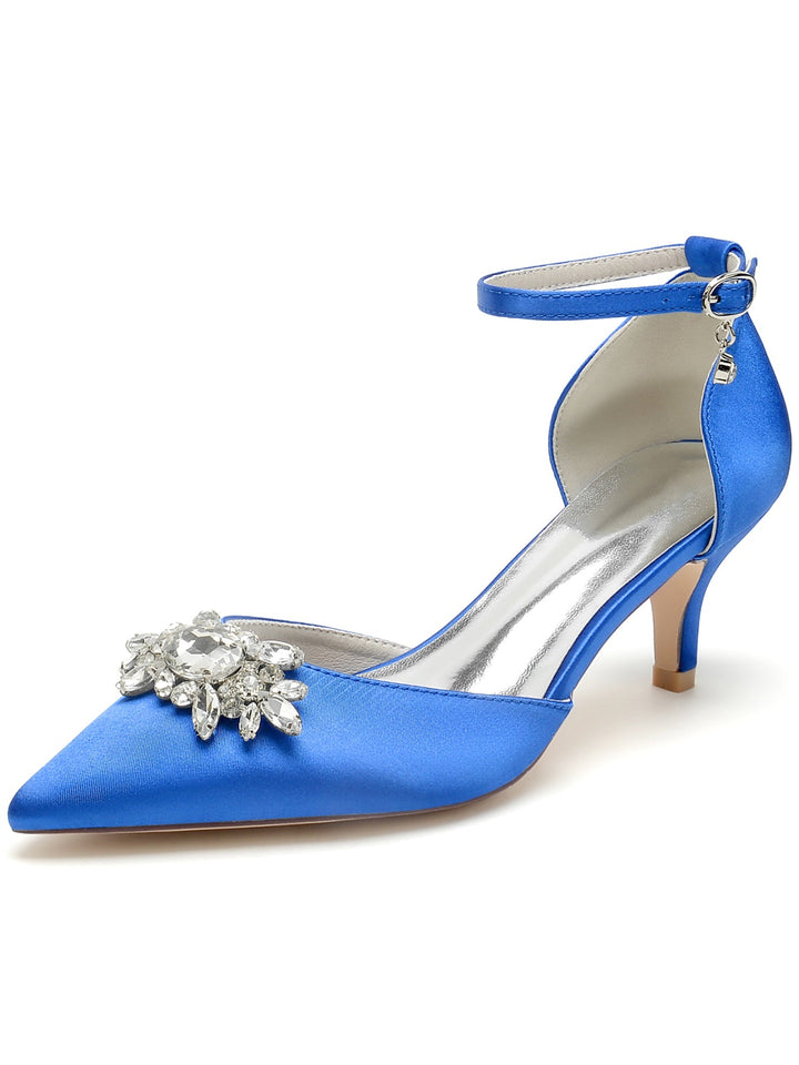 Chaussures de Mariage pour Femmes Chaussures de Mariée à Talons Hauts et Bout Pointu avec Strass