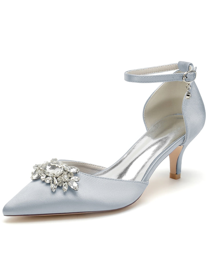 Chaussures de Mariage pour Femmes Chaussures de Mariée à Talons Hauts et Bout Pointu avec Strass
