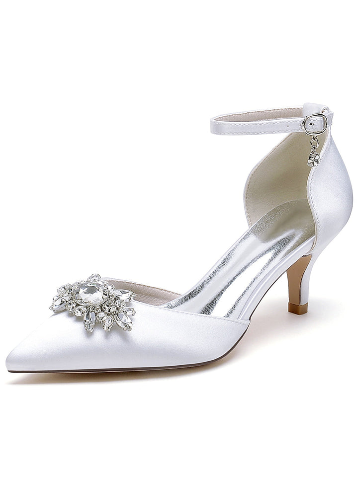 Chaussures de Mariage pour Femmes Chaussures de Mariée à Talons Hauts et Bout Pointu avec Strass