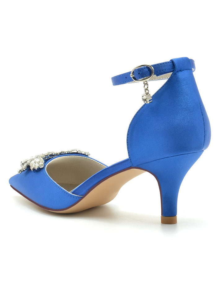 Chaussures de Mariage pour Femmes Chaussures de Mariée à Talons Hauts et Bout Pointu avec Strass