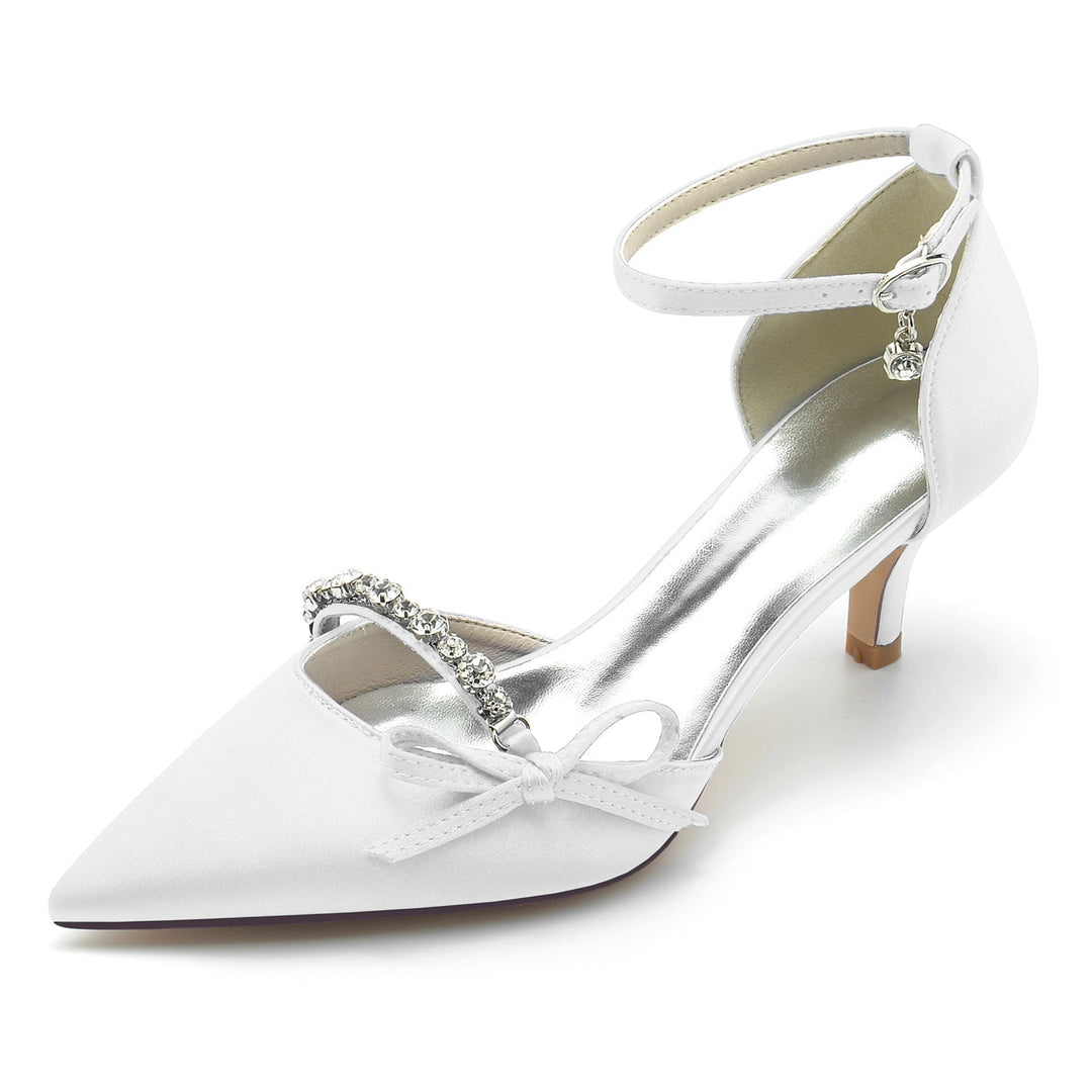 Chaussures de Mariage pour Femmes avec Nœud en Strass et Bout Pointu