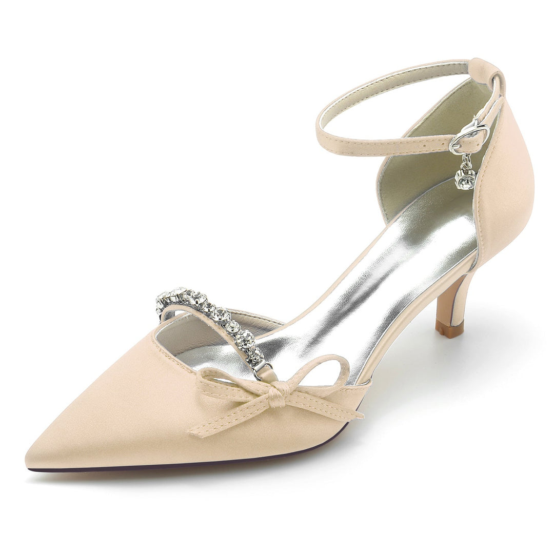 Chaussures de Mariage pour Femmes avec Nœud en Strass et Bout Pointu