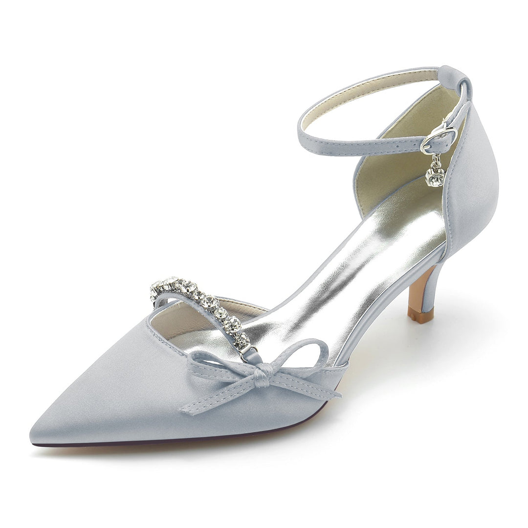 Chaussures de Mariage pour Femmes avec Nœud en Strass et Bout Pointu