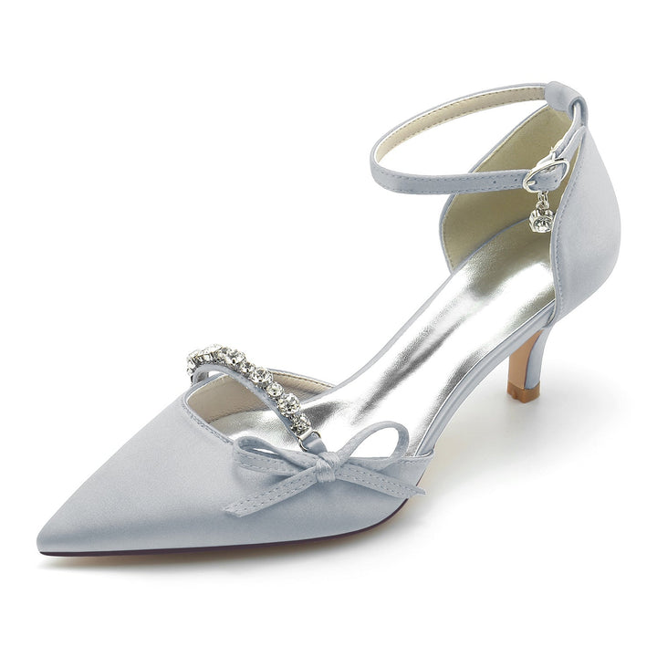 Chaussures de Mariage pour Femmes avec Nœud en Strass et Bout Pointu