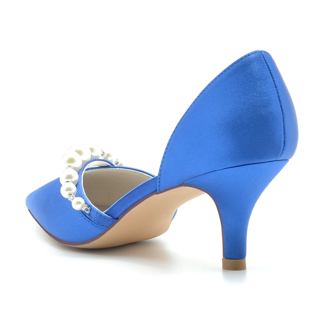 Chaussures de Mariage pour Femmes, Chaussures de Mariée Minimalistes à Bout Pointu et Perle Blanche