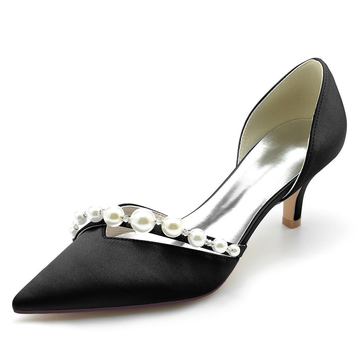 Chaussures de Mariage pour Femmes, Chaussures de Mariée Minimalistes à Bout Pointu et Perle Blanche
