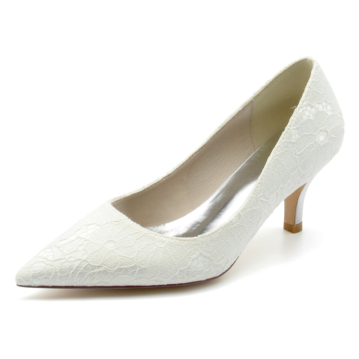 Chaussures de Mariage pour Femmes Chaussures de Mariée à Bout Pointu en Dentelle Délicate