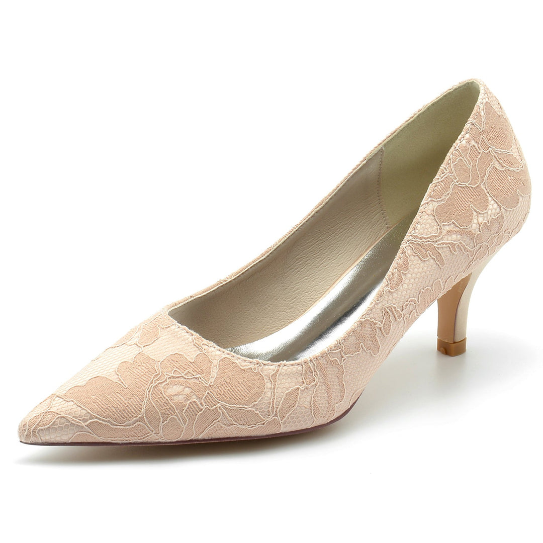 Chaussures de Mariage pour Femmes Chaussures de Mariée à Bout Pointu en Dentelle Délicate