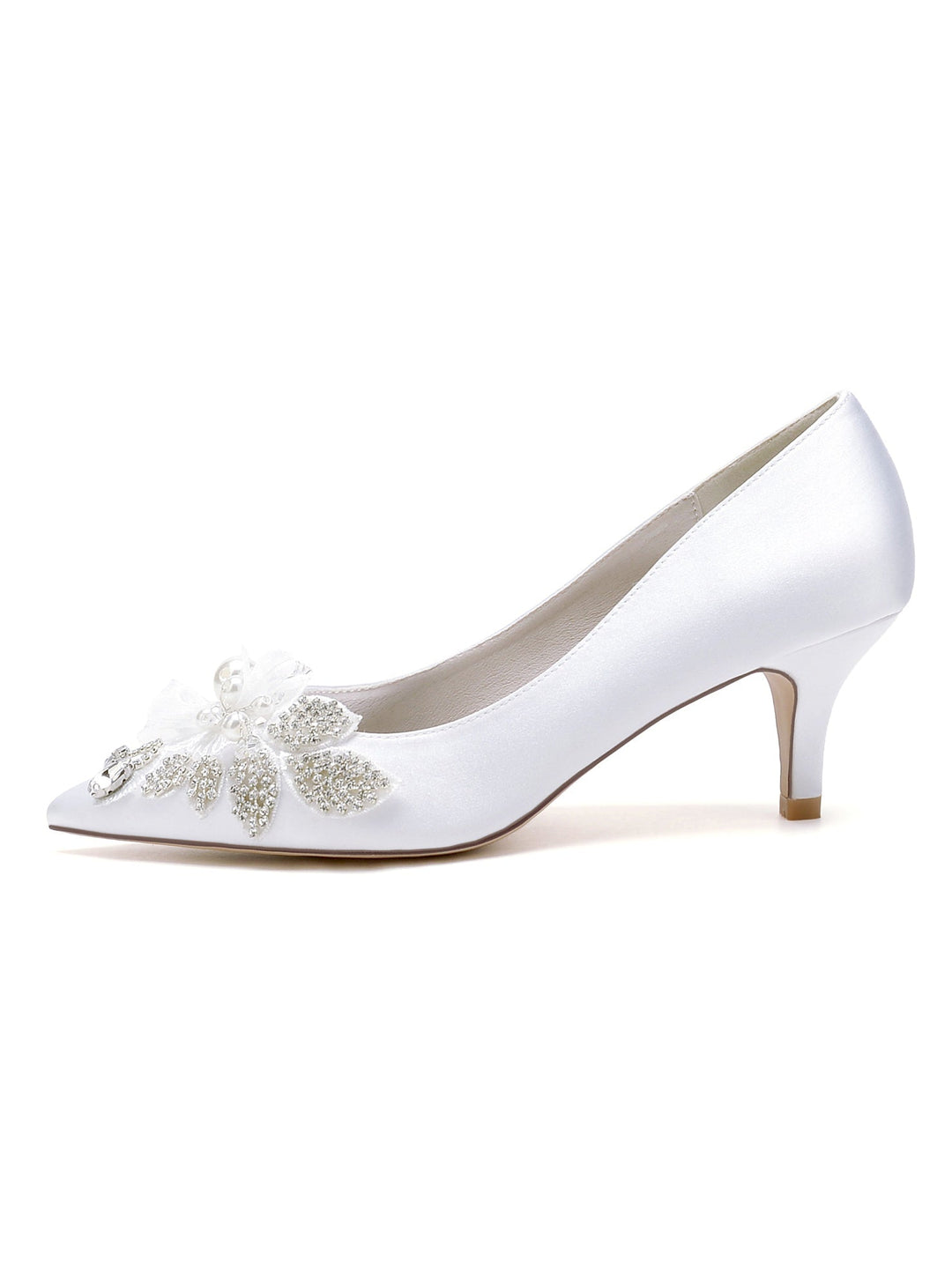 Chaussures de Mariage pour Femmes avec Appliques, Bout Pointu, Talon Moyen