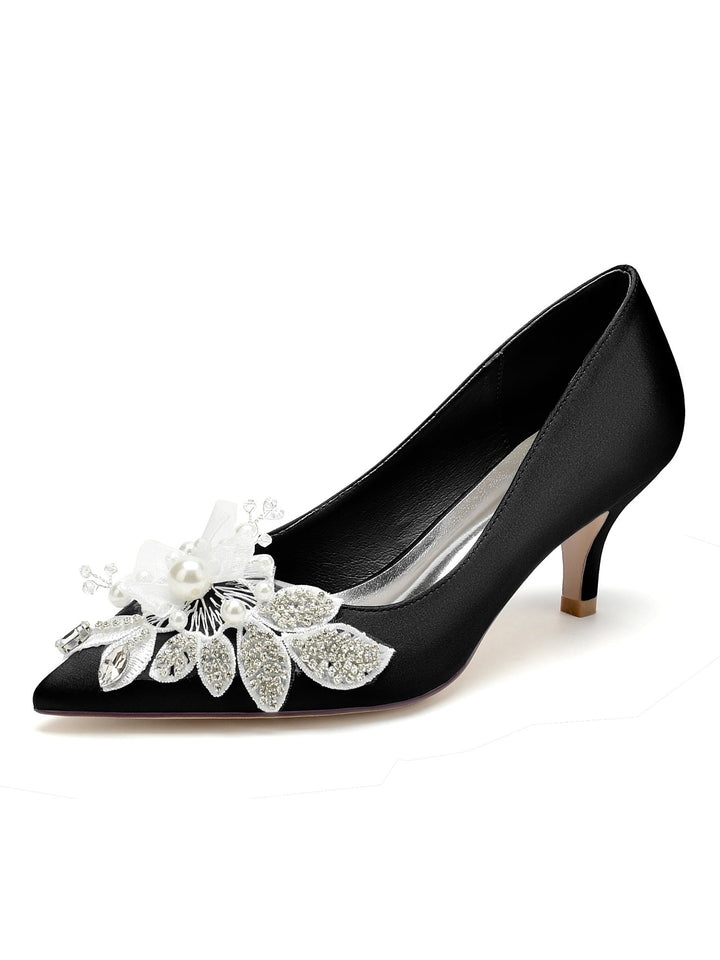 Chaussures de Mariage pour Femmes avec Appliques, Bout Pointu, Talon Moyen