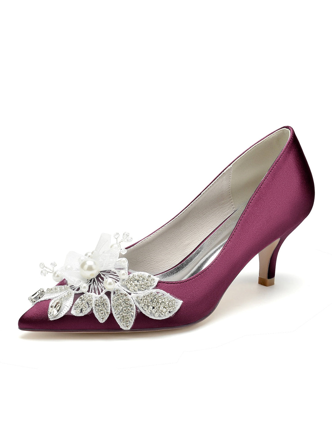 Chaussures de Mariage pour Femmes avec Appliques, Bout Pointu, Talon Moyen