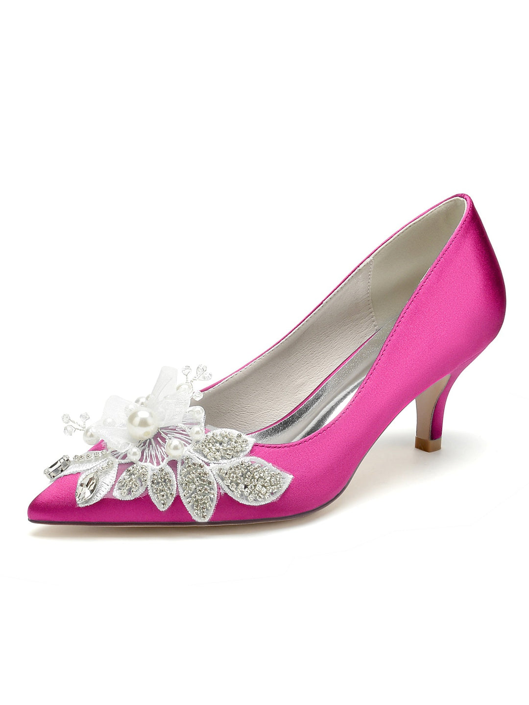 Chaussures de Mariage pour Femmes avec Appliques, Bout Pointu, Talon Moyen