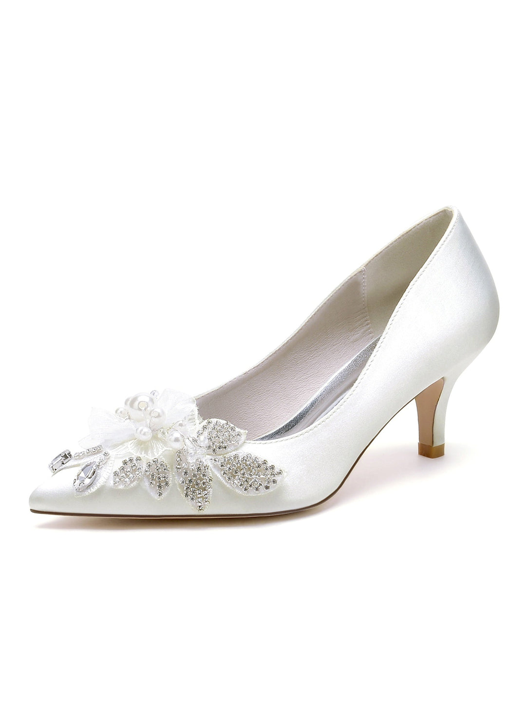 Chaussures de Mariage pour Femmes avec Appliques, Bout Pointu, Talon Moyen