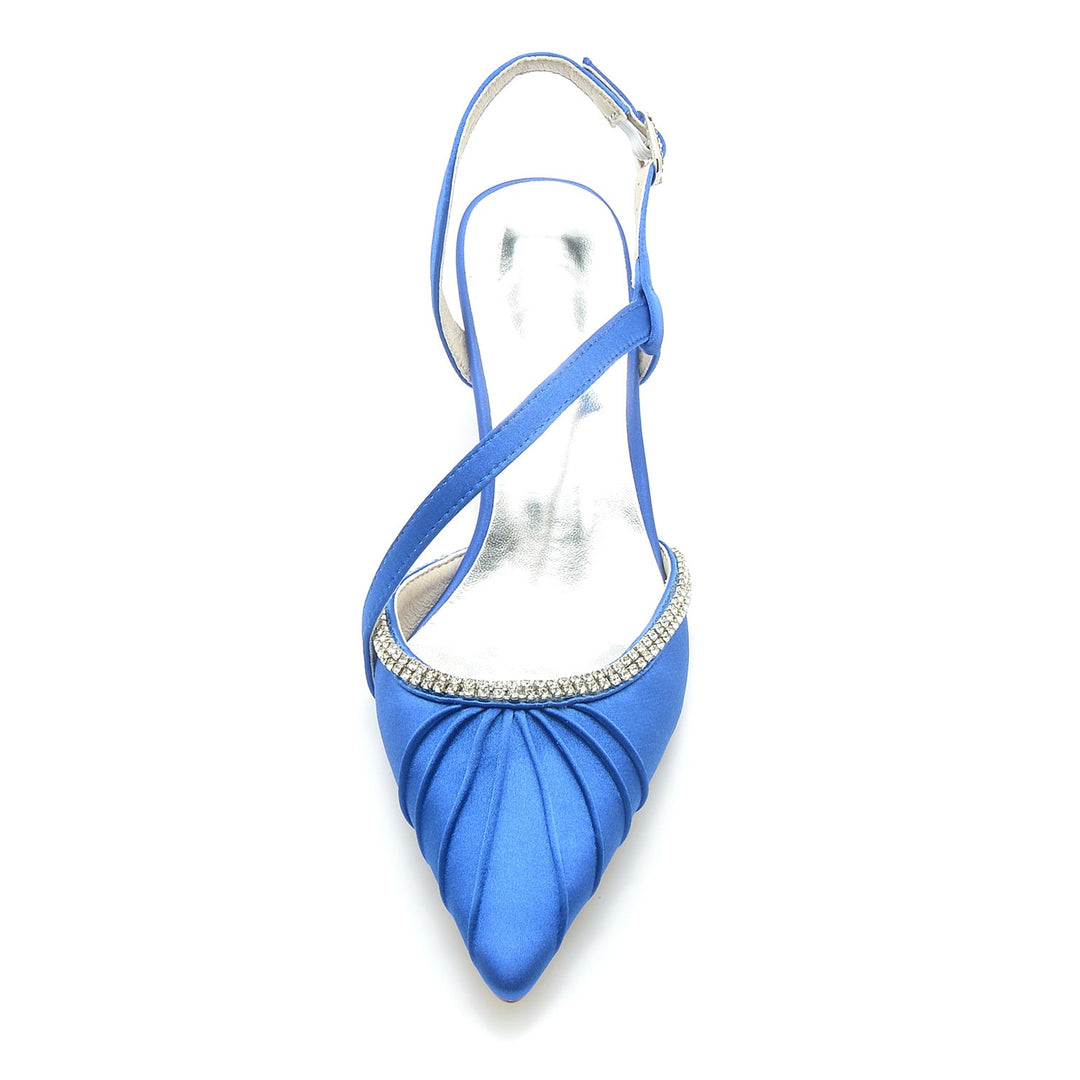 Chaussures de Mariage pour Femmes, Chaussures de Mariée à Talon Moyen et à Bout Fermé avec Boucle et Strass