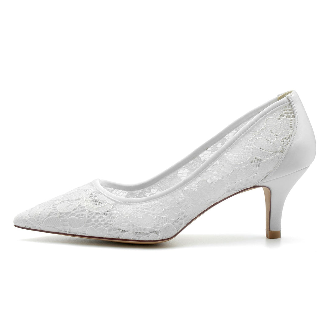 Chaussures de Mariage pour Femmes en Satin, Dentelle, Maille, Bout Pointu, Chaussures de Mariée