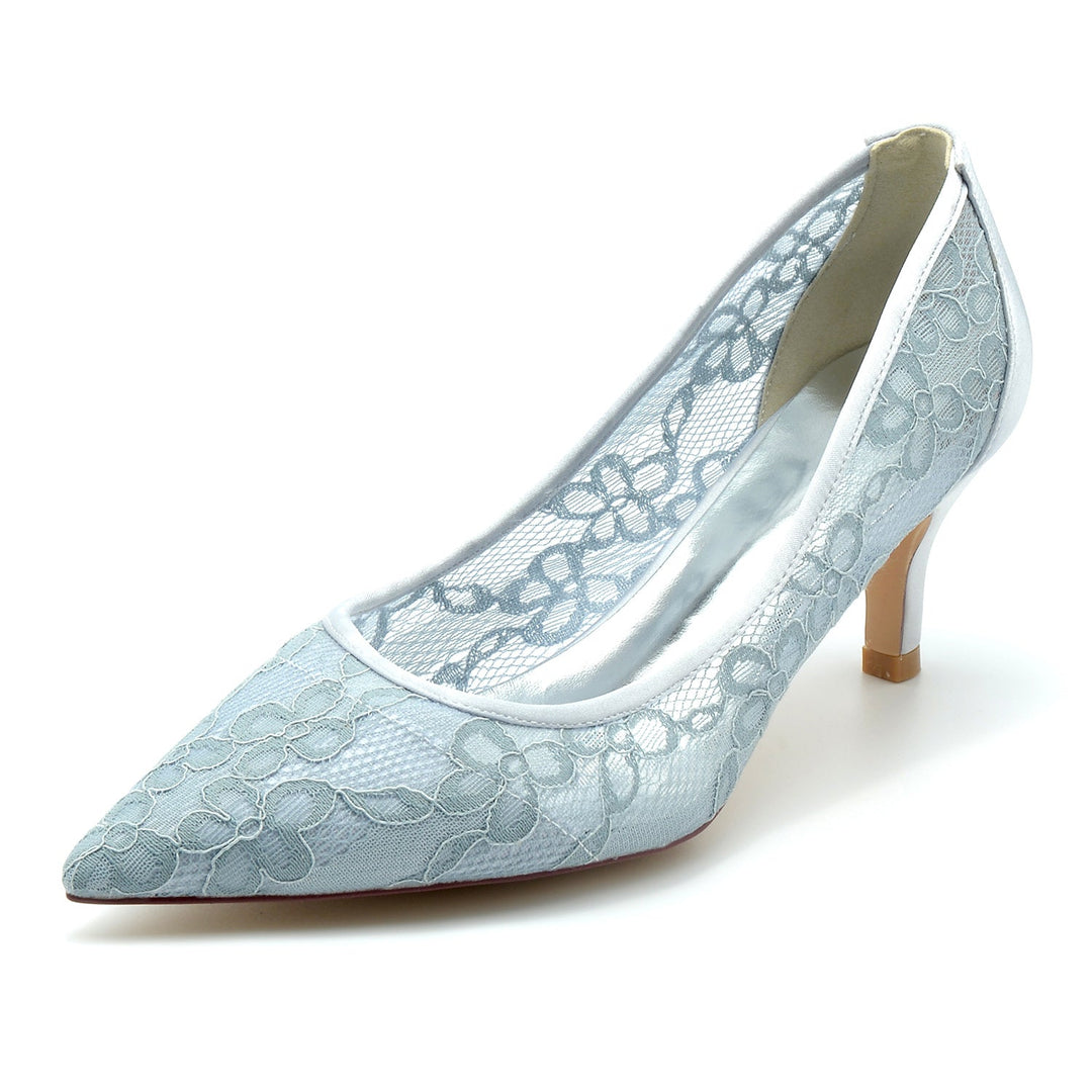 Chaussures de Mariage pour Femmes en Satin, Dentelle, Maille, Bout Pointu, Chaussures de Mariée