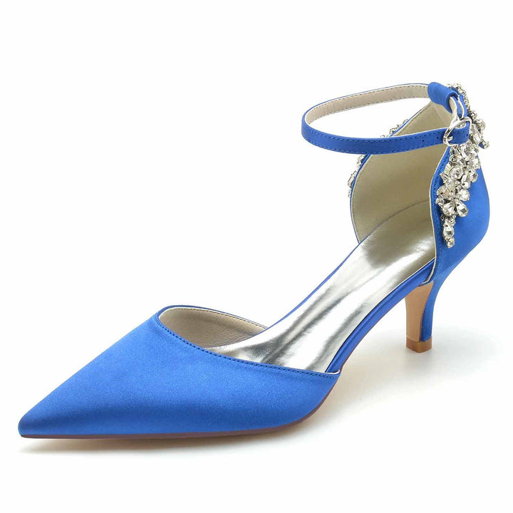 Chaussures de Mariage pour Femmes à Bout Pointu et Boucle en Strass