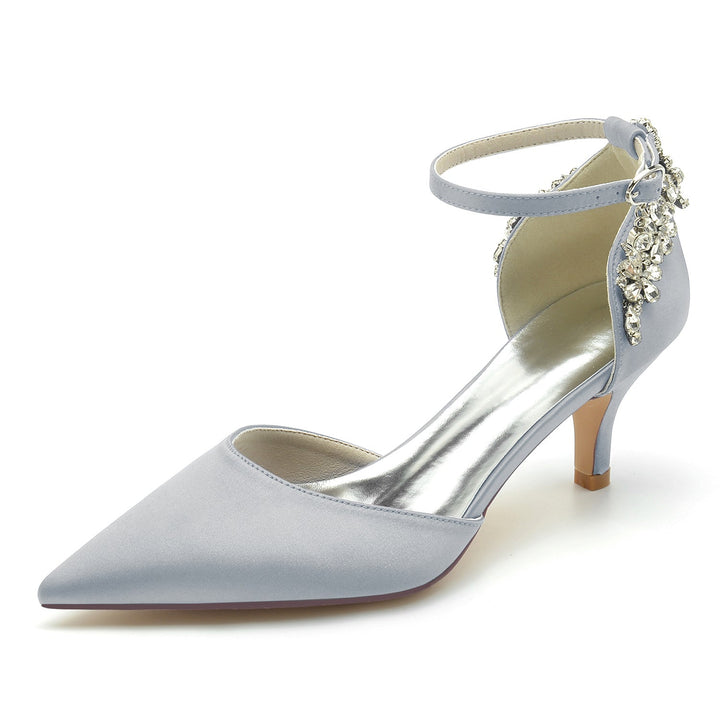 Chaussures de Mariage pour Femmes à Bout Pointu et Boucle en Strass