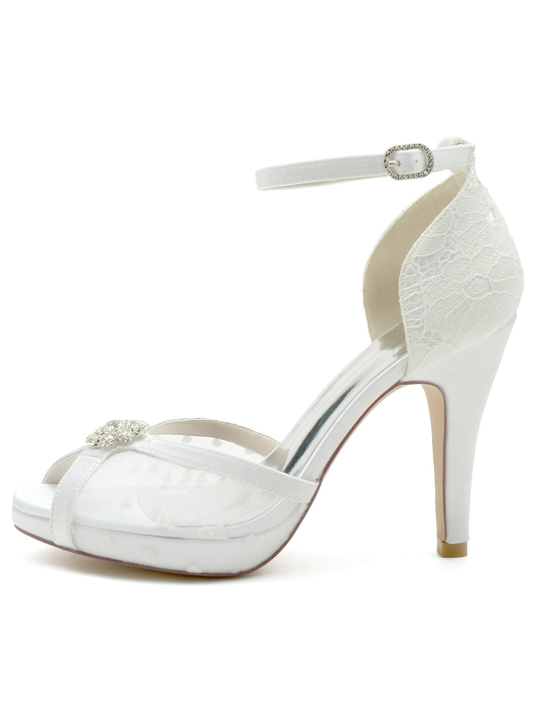 Chaussures de Mariage pour Femmes, Chaussures de Demoiselle D'Honneur à Talons Hauts et à Bout Ouvert avec Strass