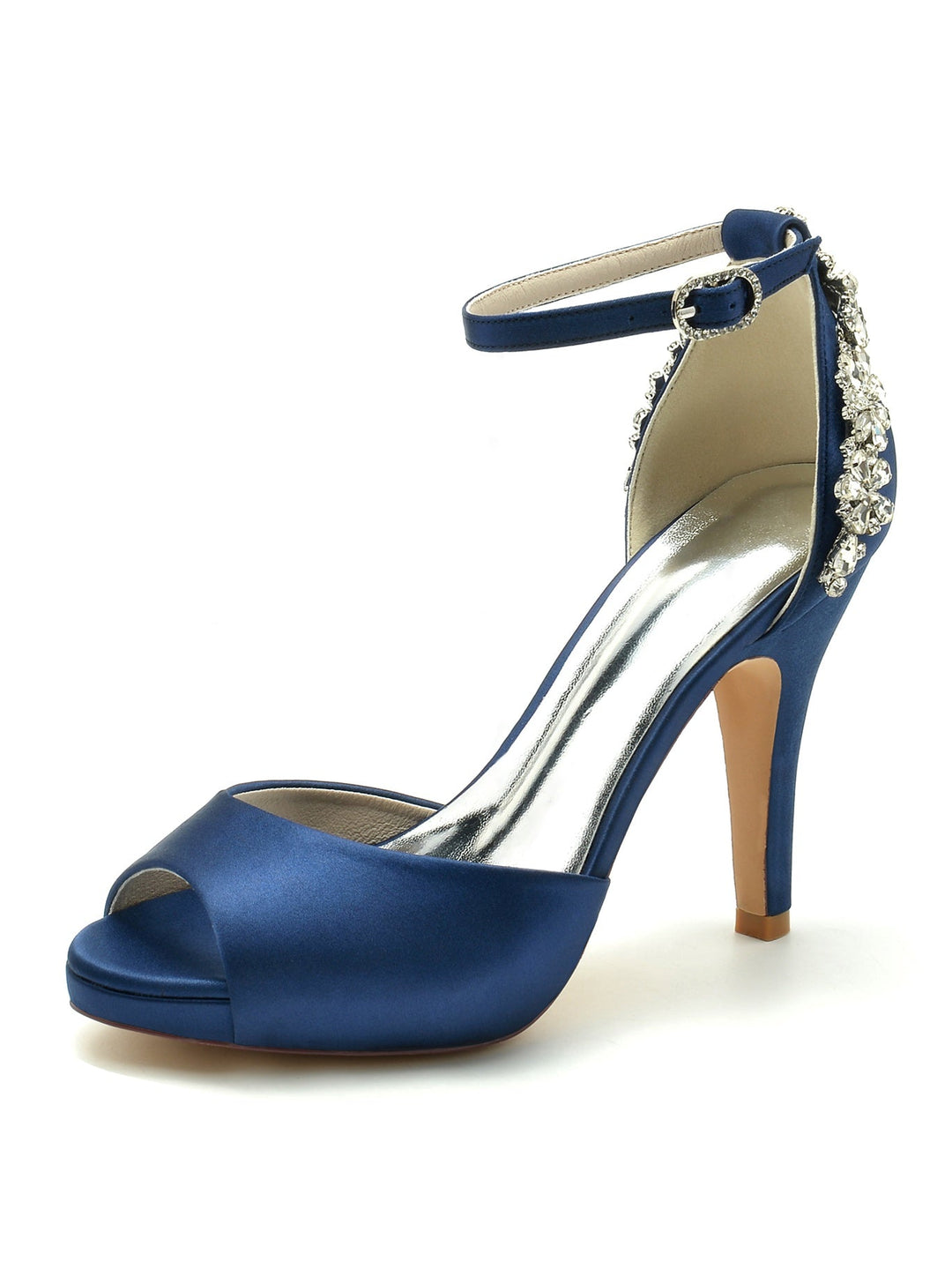 Chaussures de Mariage pour Femmes, Chaussures de Mariée à Talon Aiguille et Bout Ouvert avec Strass