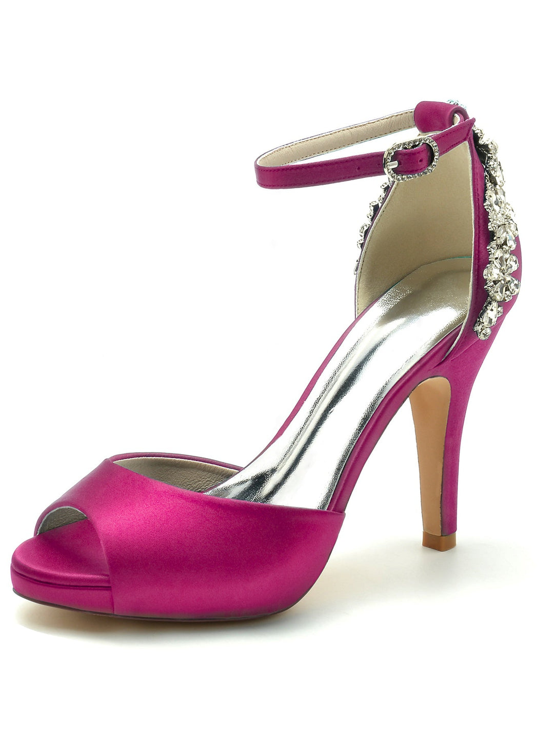 Chaussures de Mariage pour Femmes, Chaussures de Mariée à Talon Aiguille et Bout Ouvert avec Strass