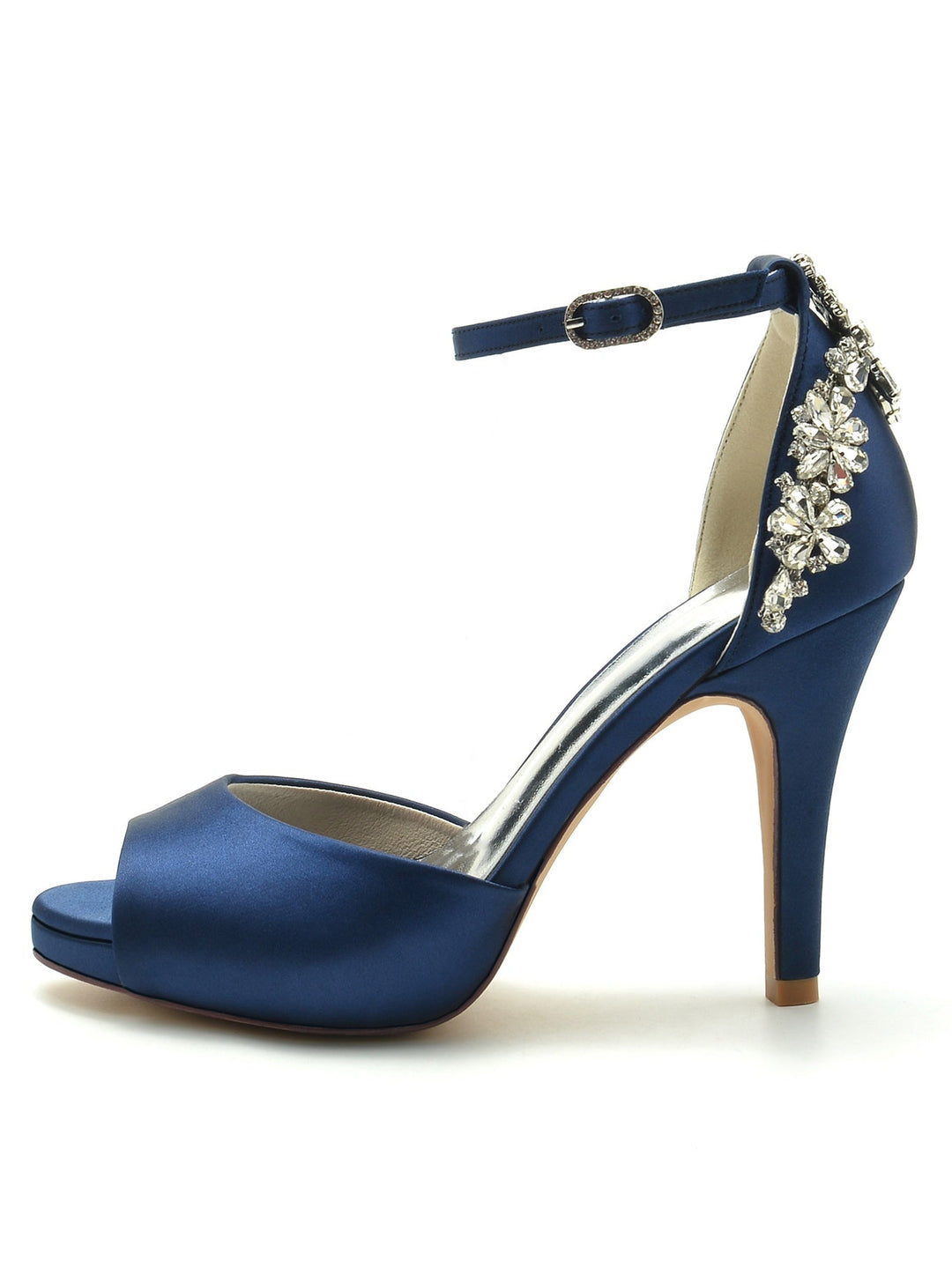 Chaussures de Mariage pour Femmes, Chaussures de Mariée à Talon Aiguille et Bout Ouvert avec Strass