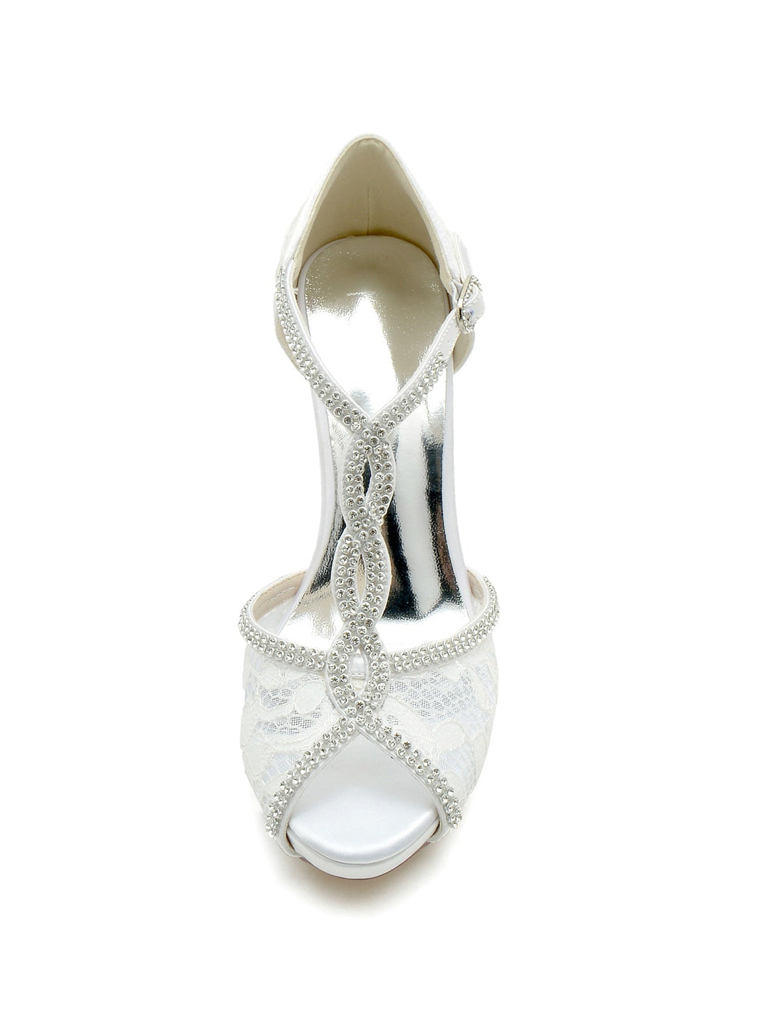 Chaussures de Mariage pour Femmes, Chaussures de Demoiselle D'Honneur à Talons Hauts et à Bout Ouvert avec Strass