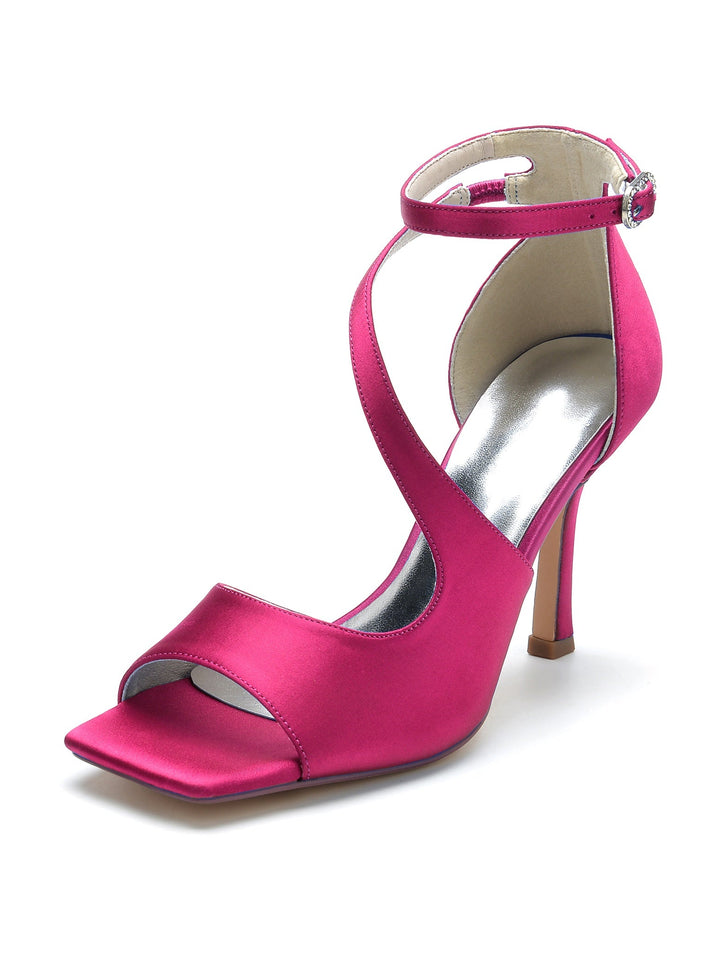 Chaussures de Mariage pour Femmes, Chaussures de Demoiselle D'Honneur à Talons Hauts et à Bout Ouvert