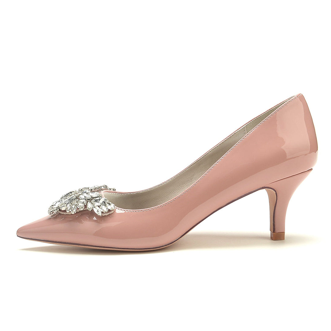 Chaussures de Mariage pour Femmes en Cuir Verni et Strass à Bout Pointu
