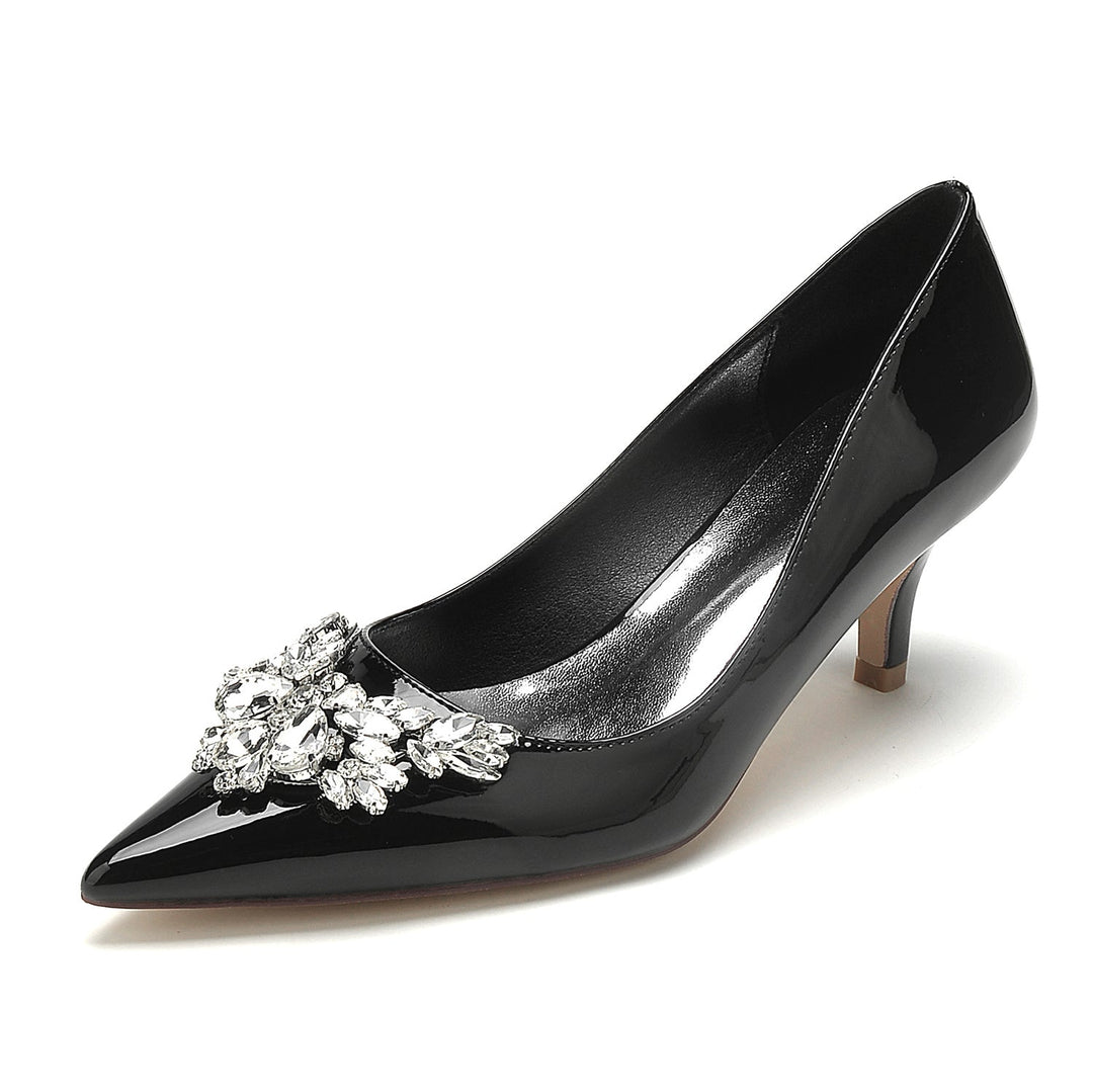 Chaussures de Mariage pour Femmes en Cuir Verni et Strass à Bout Pointu