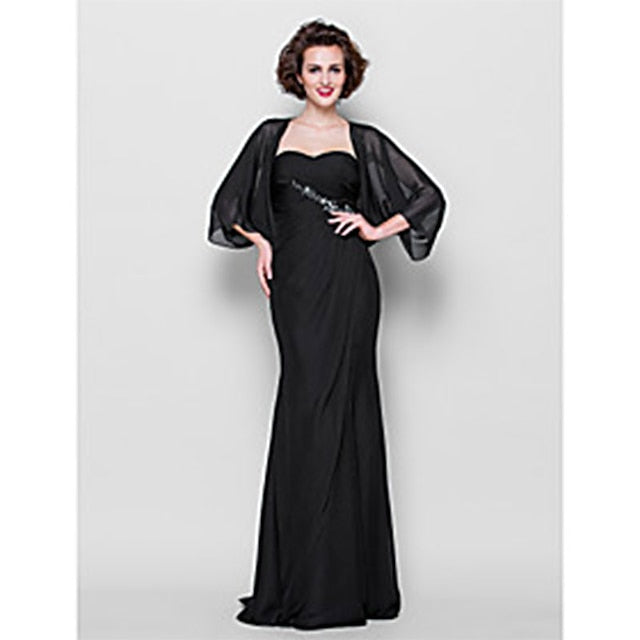 Écharpe de Mariage en Mousseline à Manches 3/4 pour Femmes avec Couleur Pure