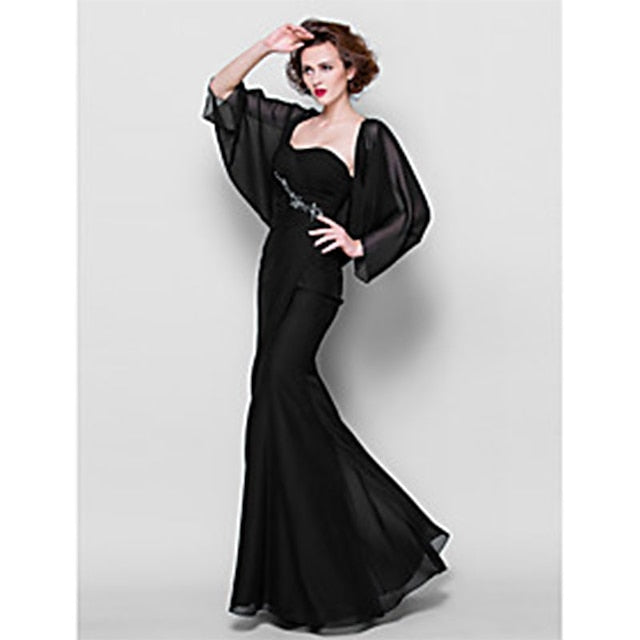 Écharpe de Mariage en Mousseline à Manches 3/4 pour Femmes avec Couleur Pure