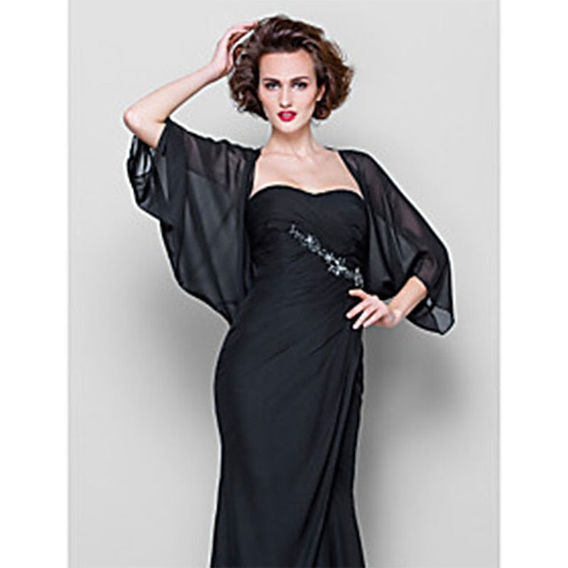 Écharpe de Mariage en Mousseline à Manches 3/4 pour Femmes avec Couleur Pure