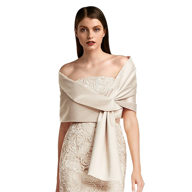 Élégante Cape de Mariage en Satin Sans Manches avec Couleur Pure