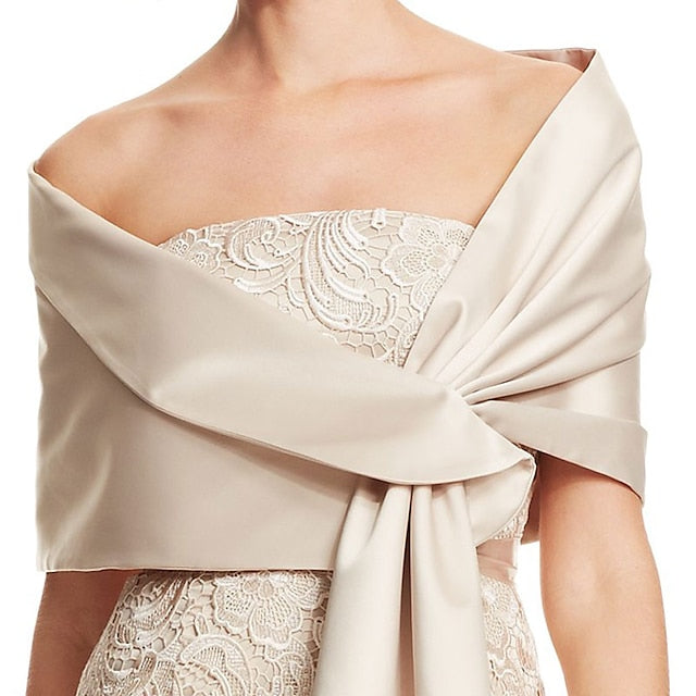 Élégante Cape de Mariage en Satin Sans Manches avec Couleur Pure