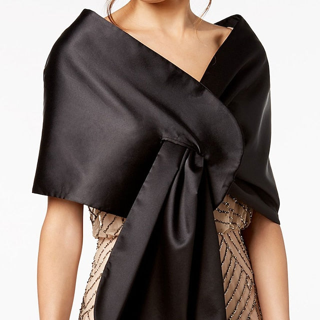 Élégante Cape de Mariage en Satin Sans Manches avec Couleur Pure